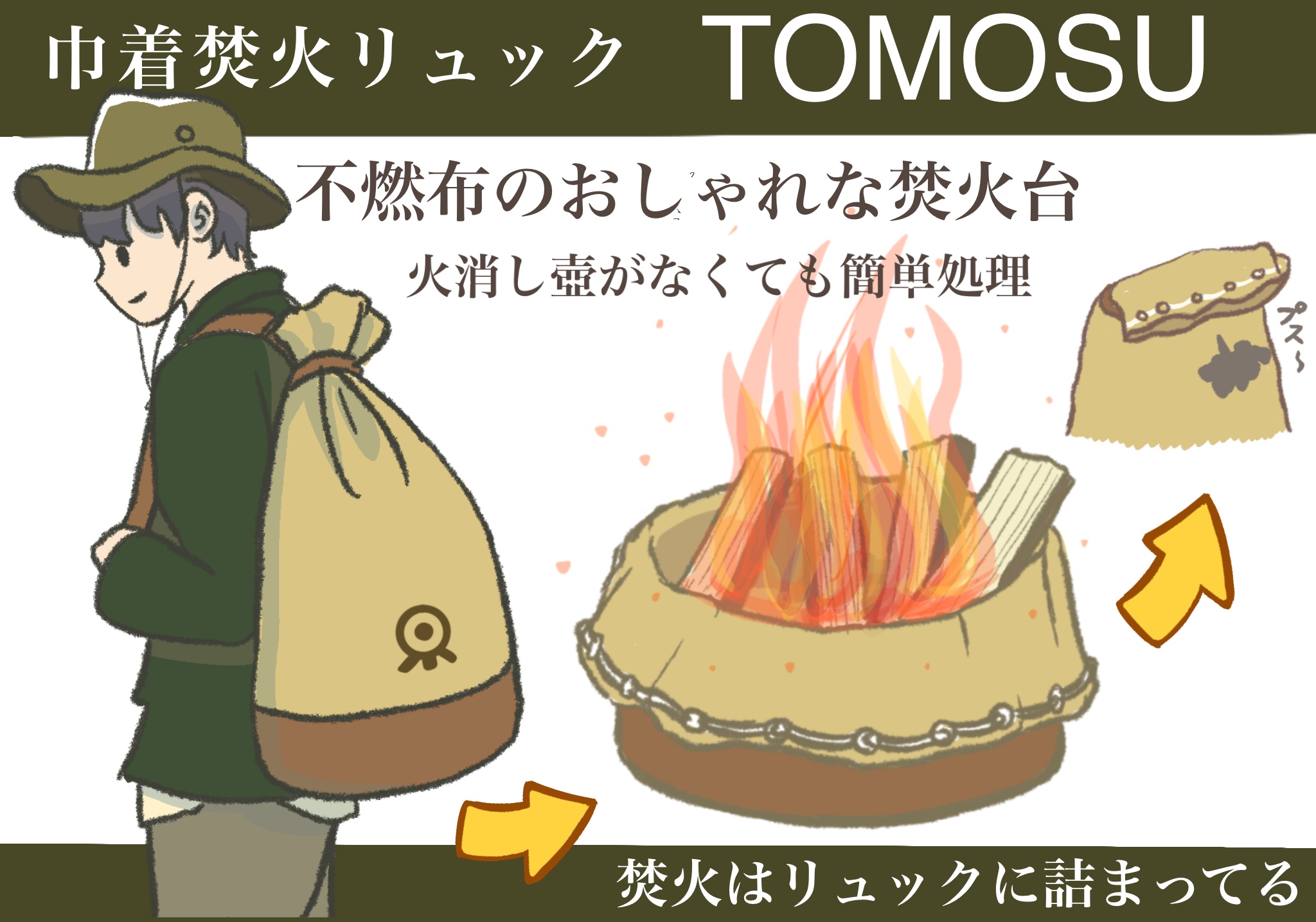 巾着焚き火リュック『TOMOSU』