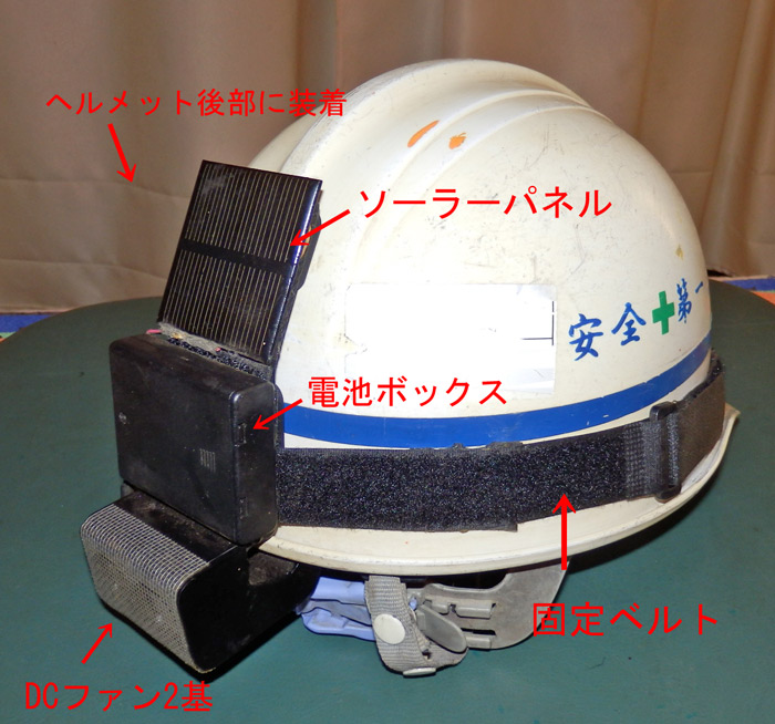 ヘルメット蒸れ防止ファン（屋外、工事用ヘルメット用）