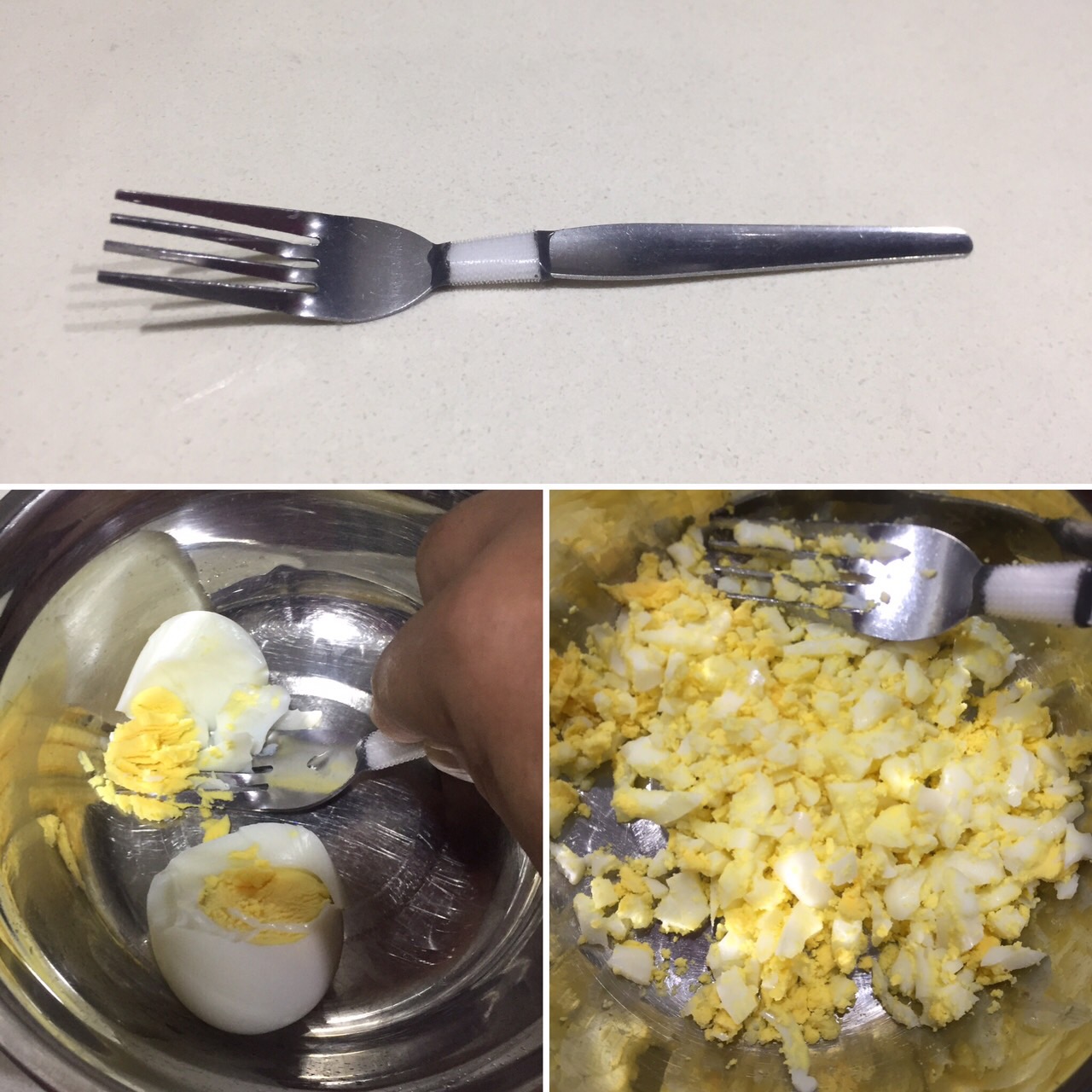 茹で卵みじん切りフォーク